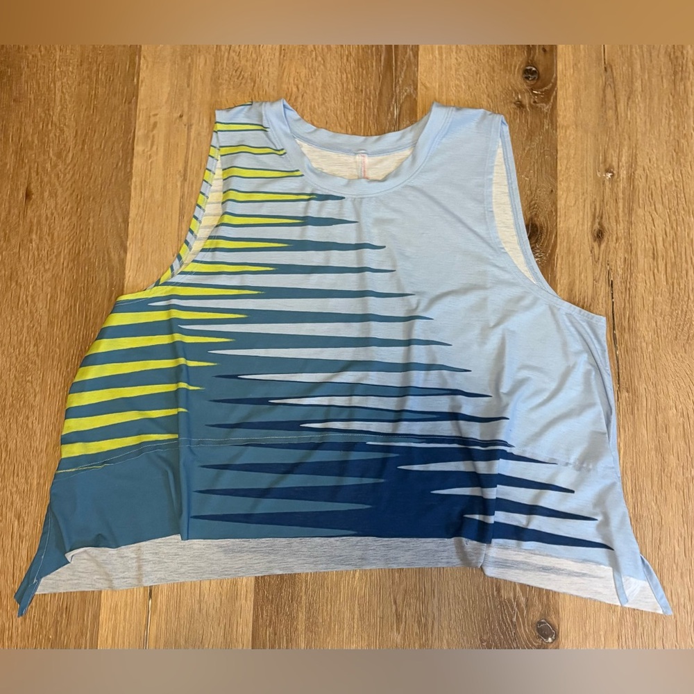 FP Movement by Free People Tempo Tank Top Stretchy Relaxed Fit in Blue & Green - Picture 2 of 8